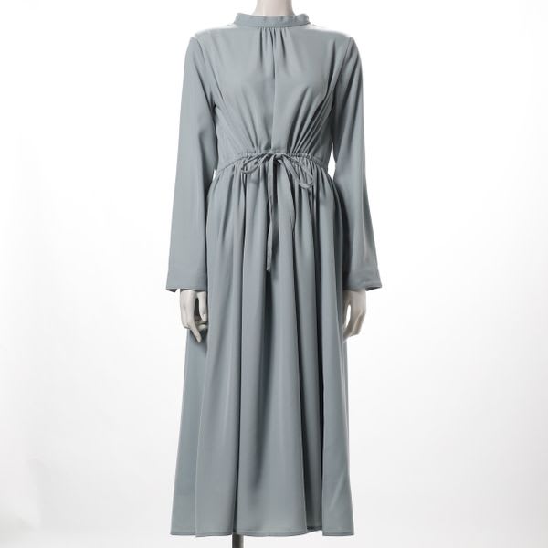 ウエストリボンスタンドカラーワンピース