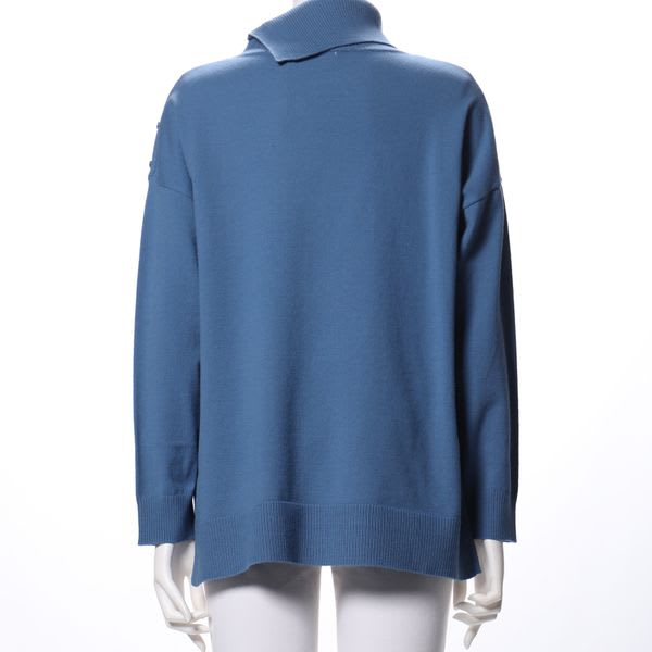 肩ボタンデザインドロップショルダーニット