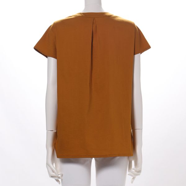 リネンライクVネックブラウス