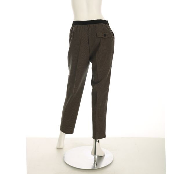 ウエストゴムチェック柄テーパードパンツ