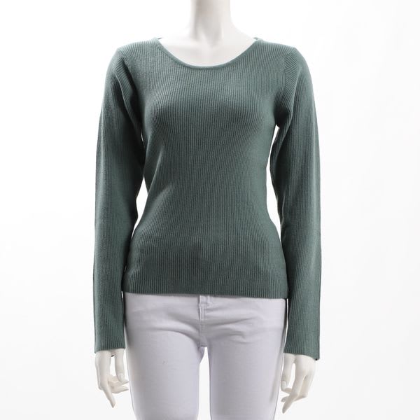 ラウンドネックリブニット