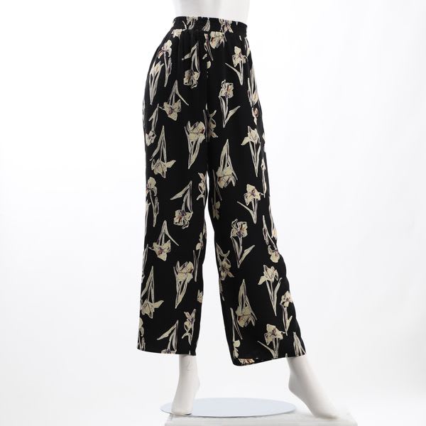 花柄ウエストゴムストレートパンツ