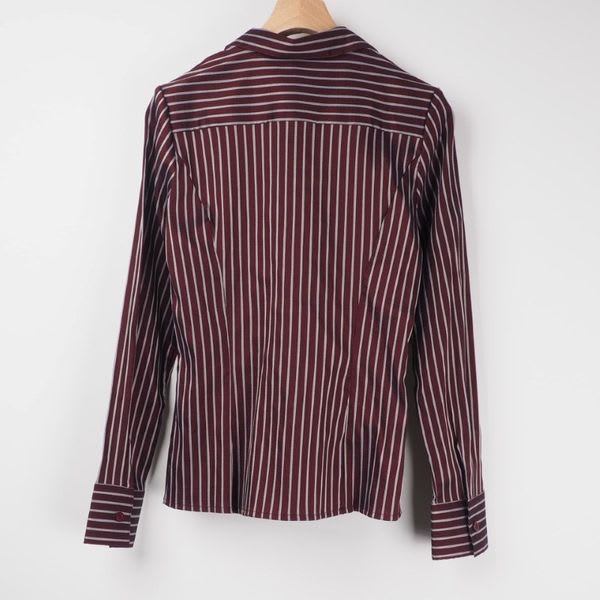 ダークストライプスタンドカラーシャツ