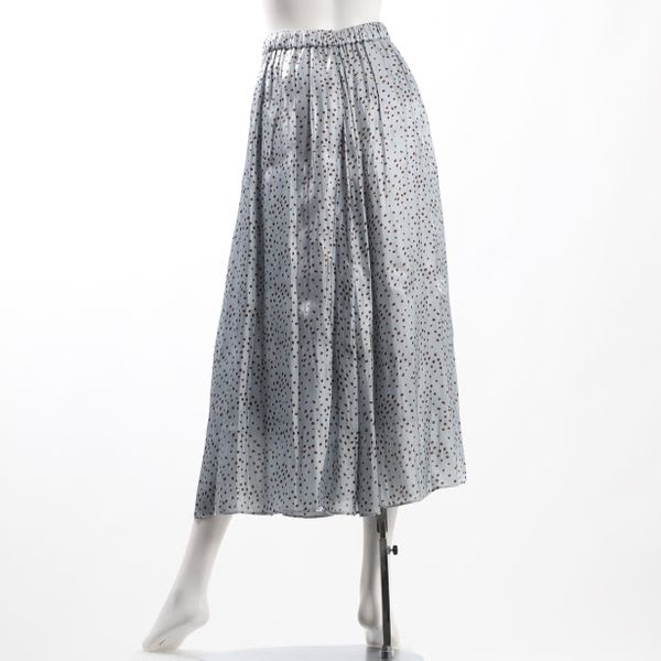 シャイニードット柄ロングフレアスカート