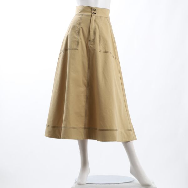 ステッチデザインハイウエストAラインスカート