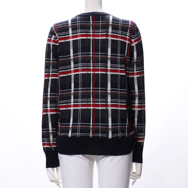 チェック柄前あきカーディガン