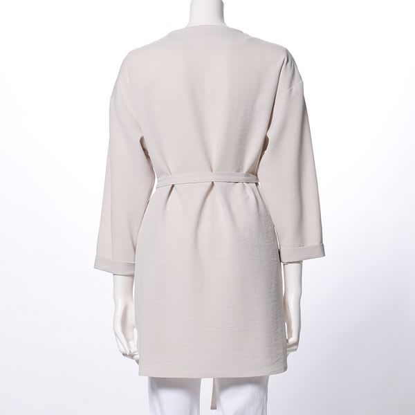 肩タック付きDカンベルトVネックブラウス