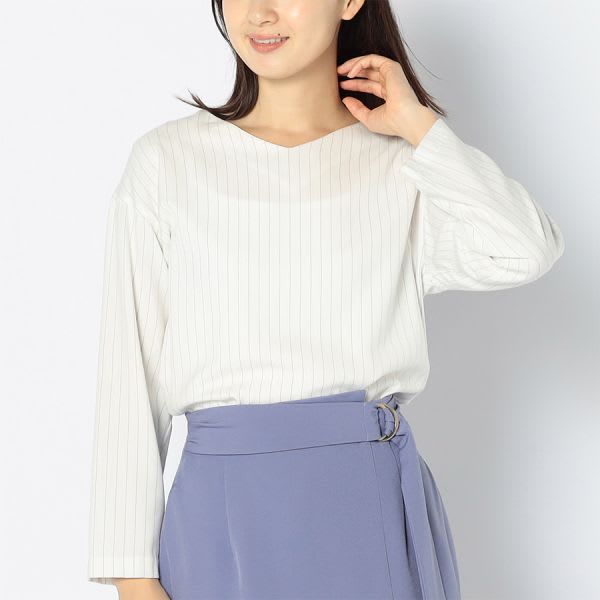 ストライプ柄長袖ブラウス