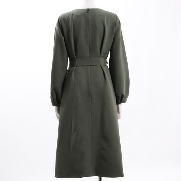 ダブルクロスランタンスリーブウエストリボンワンピース