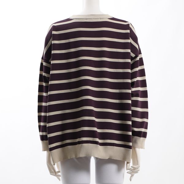 ドロップショルダーボーダー柄ニット