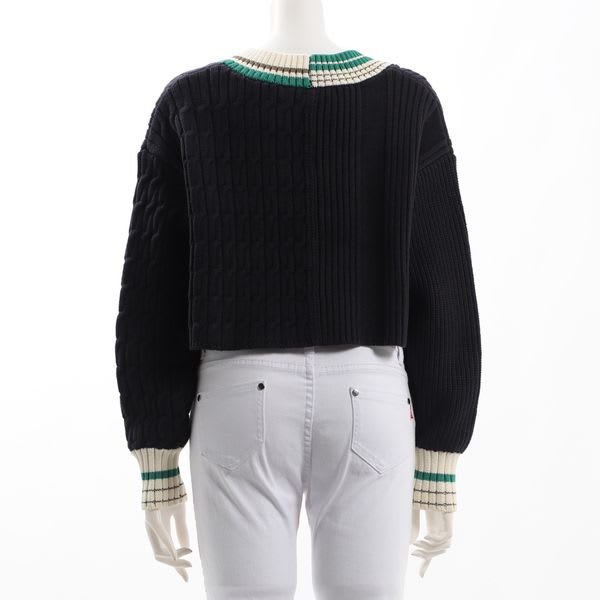 左右異なる編み地ラインニット