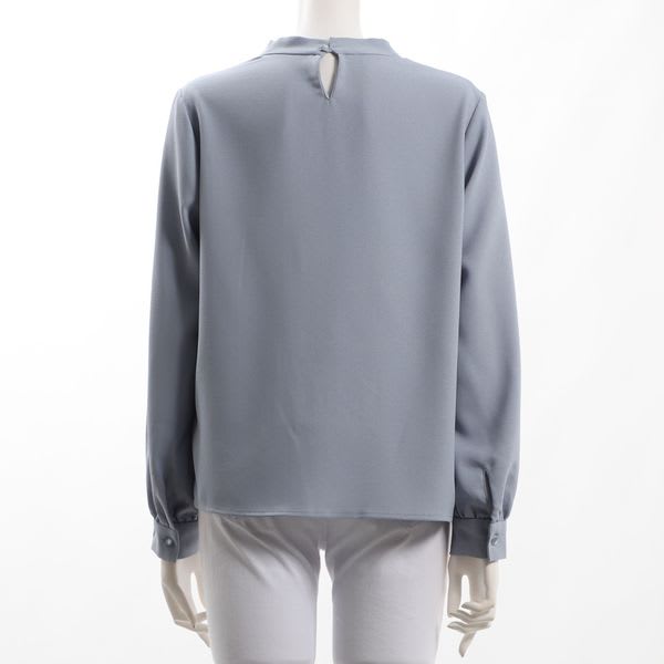 肩ギャザーボウタイブラウス