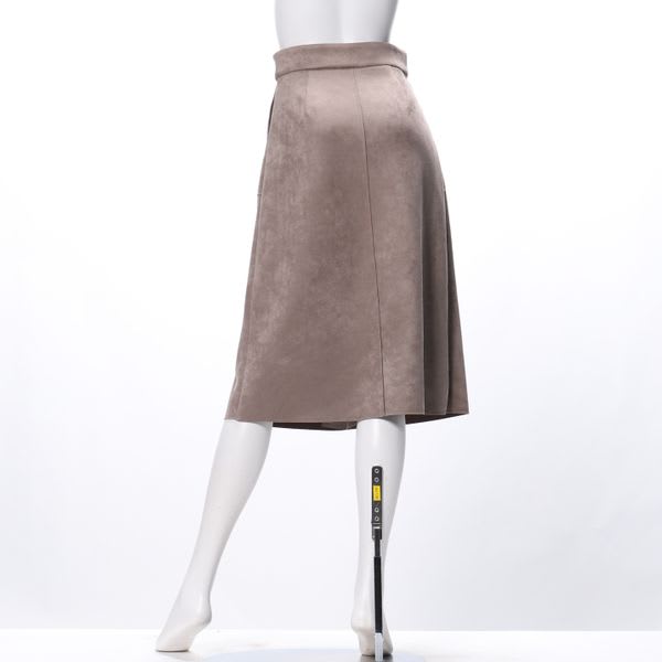 フェイクスエードフロントボタンセミタイトスカート