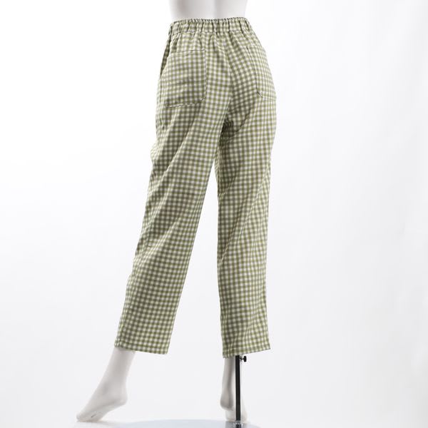 ギンガムチェック柄テーパードパンツ
