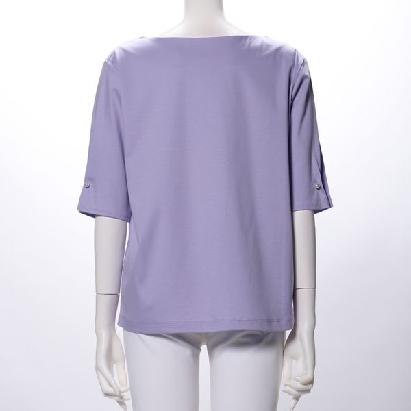 袖パールボートネックカットソー