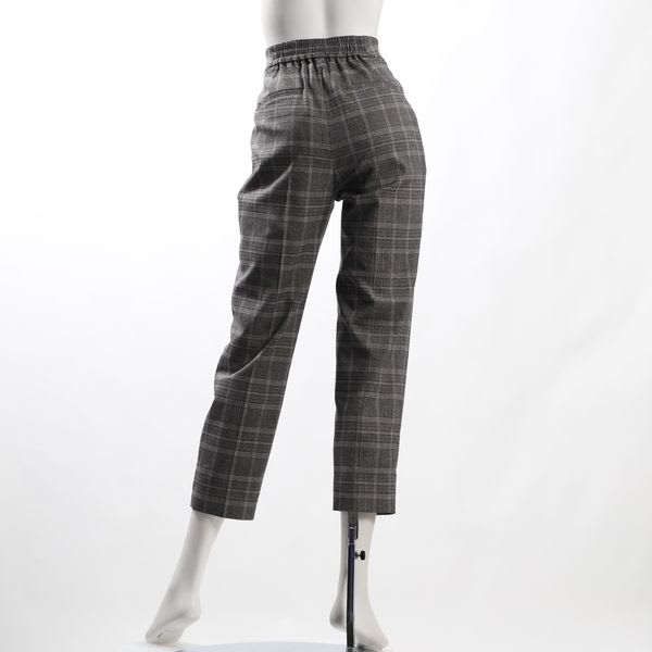 チェック柄ウエストゴムテーパードパンツ