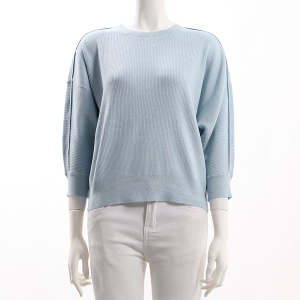 肩デザインクルーネックニット