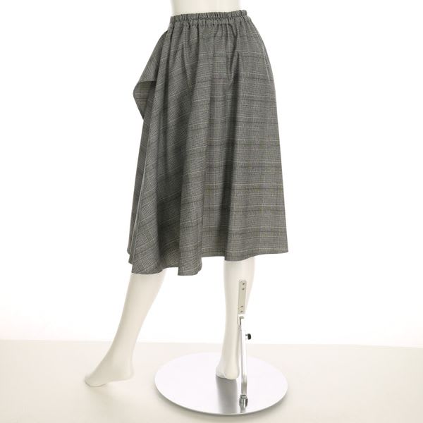グレンチェックラップ風イレギュラーヘムスカート