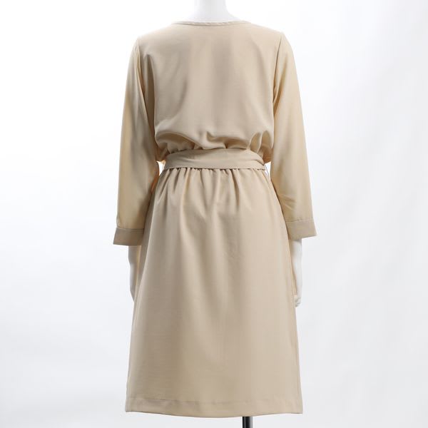 ダブルクロスリボンベルト付きワンピース