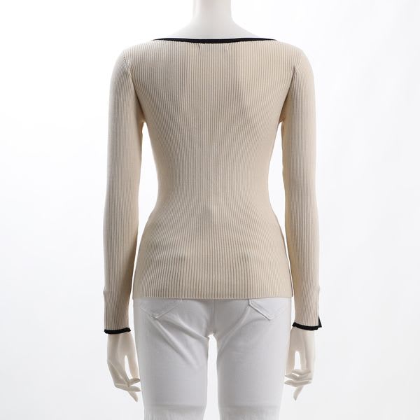 バイカラーデザインリブニット