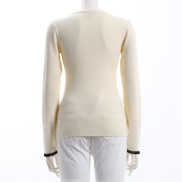 袖切り替えデザインリブニット