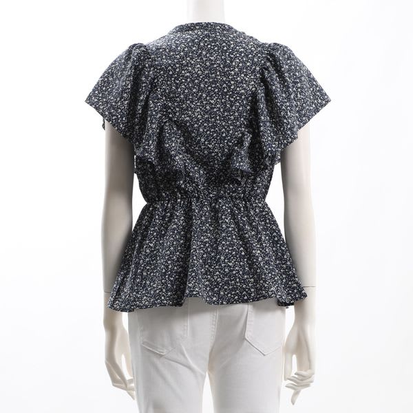 ラッフルスリーブペプラムブラウス