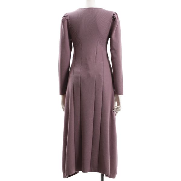 パフスリーブニットAラインワンピース