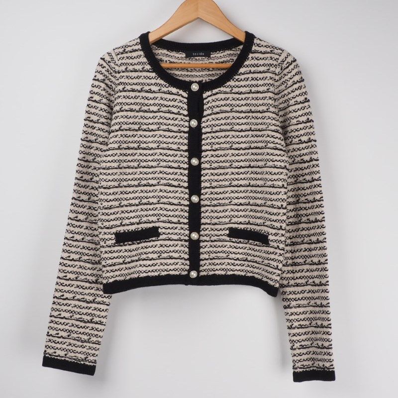 ツイード風レディライクニットカーディガン