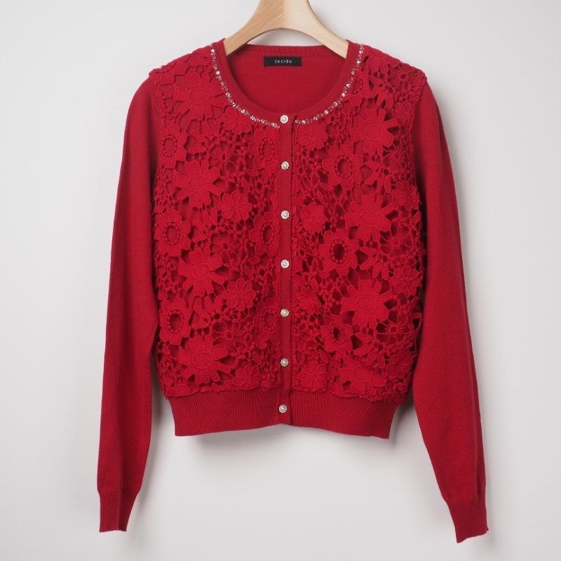 レースビジューニットカーディガン