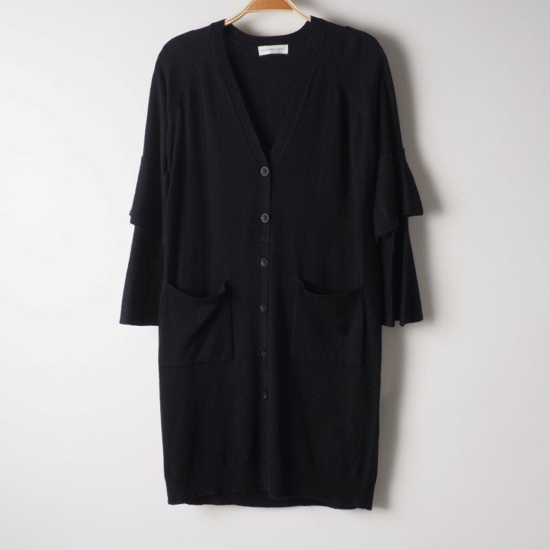 袖二重フレアデザインロングカーディガン