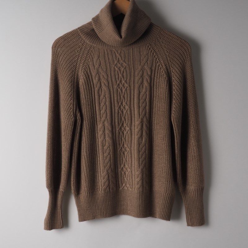 ケーブル編みタートルネックニット