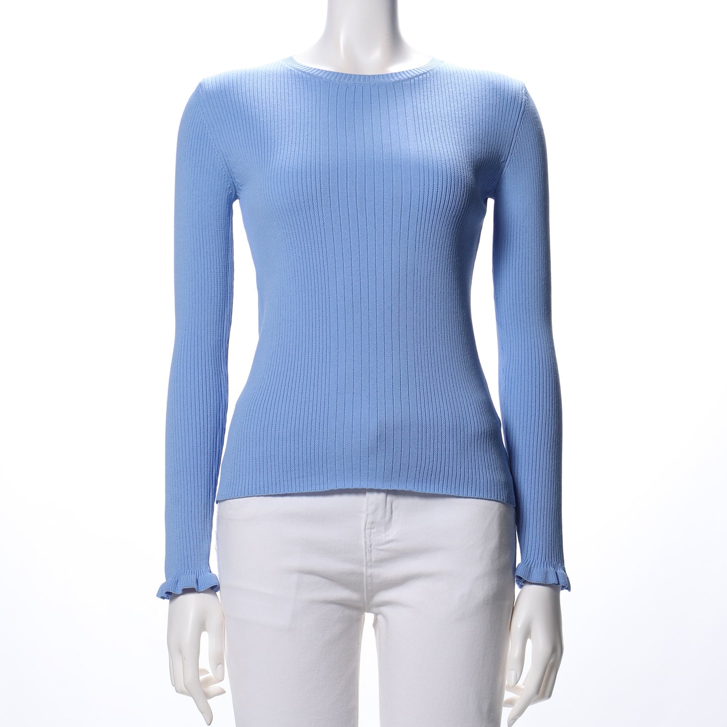 袖口フリルリブニット