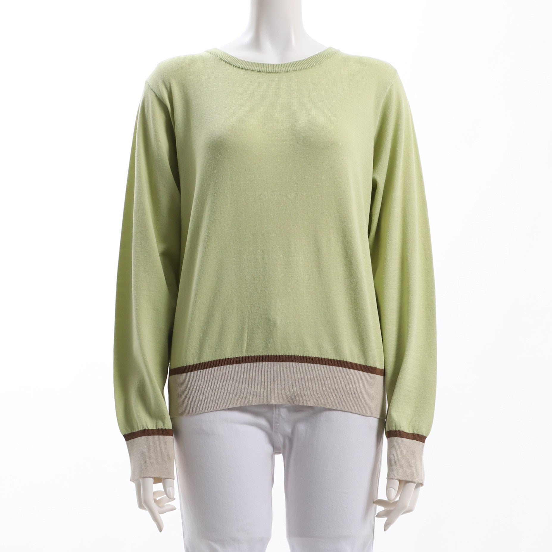 バイカラーデザインクルーネックニット