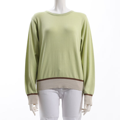 バイカラーデザインクルーネックニット