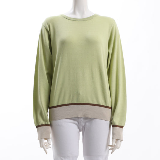 バイカラーデザインクルーネックニット