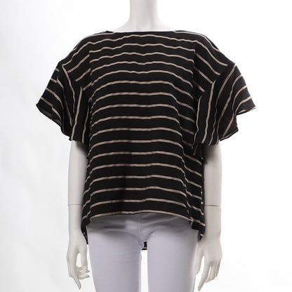 NRドビーボーダーフレアスリーブブラウス