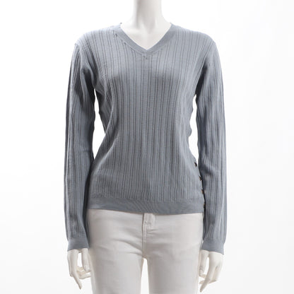 サイドボタンVネックリブニット