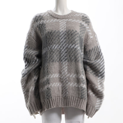 大きめチェック柄ボリュームニット