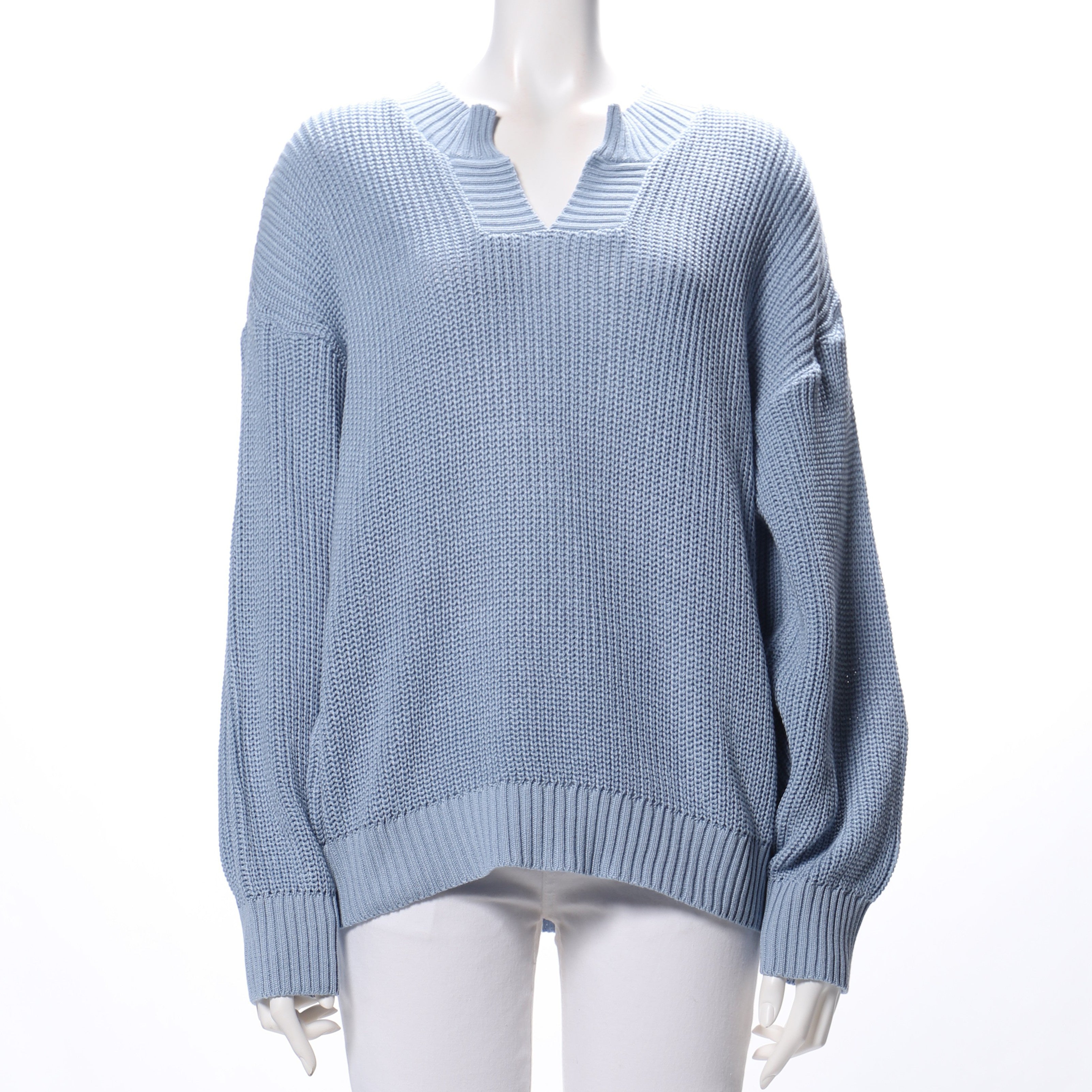 ドロップショルダーオープンフロントネックニット