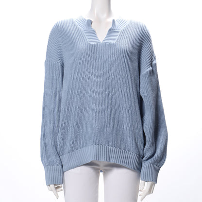 ドロップショルダーオープンフロントネックニット