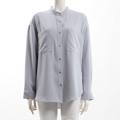 アウトポケットバンドカラーブラウス