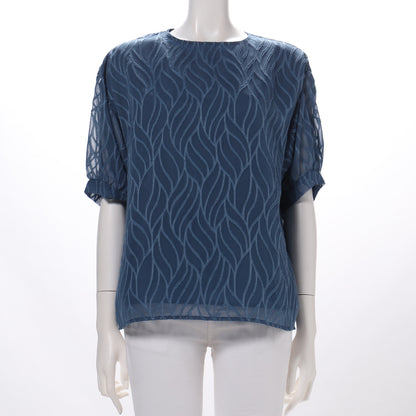 シアー素材クルーネックブラウス