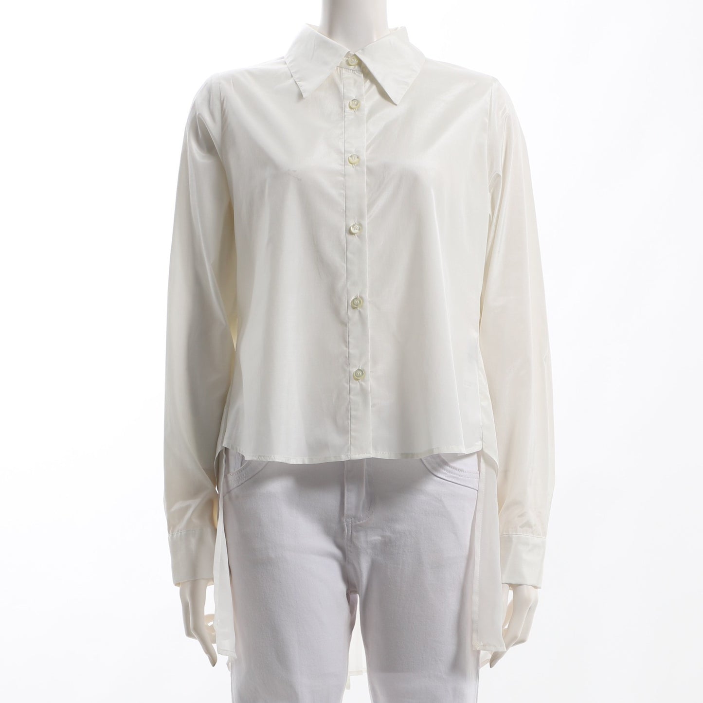 バックプリーツドッキングシャツブラウス