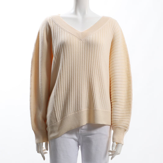 サイドリブ切り替えアシンメトリーニット