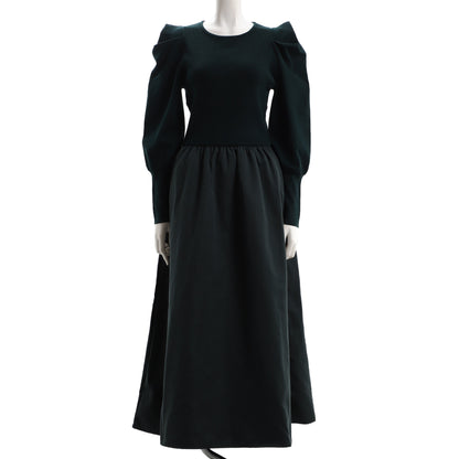 異素材切替ボリュームスリーブワンピース