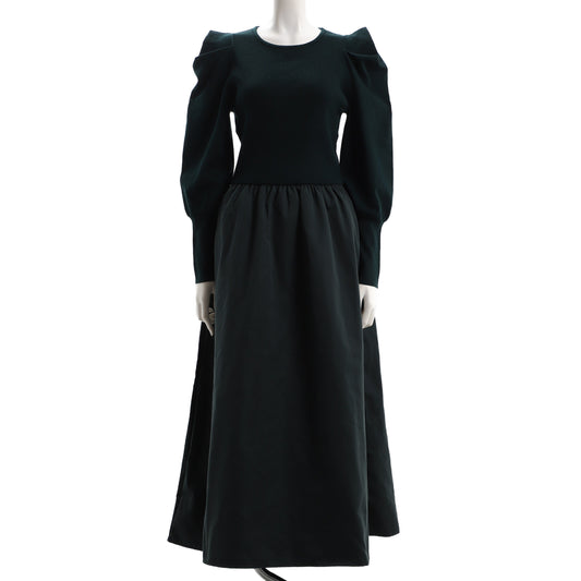 異素材切替ボリュームスリーブワンピース