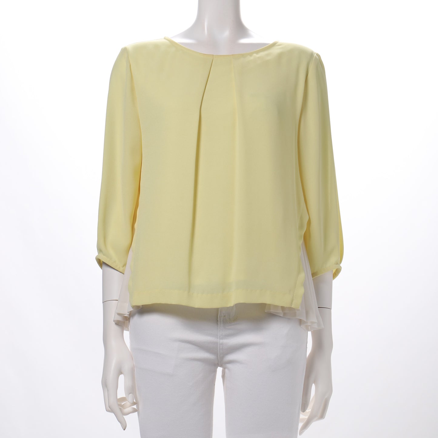 梨地ファイズ加工プリーツ切替えブラウス