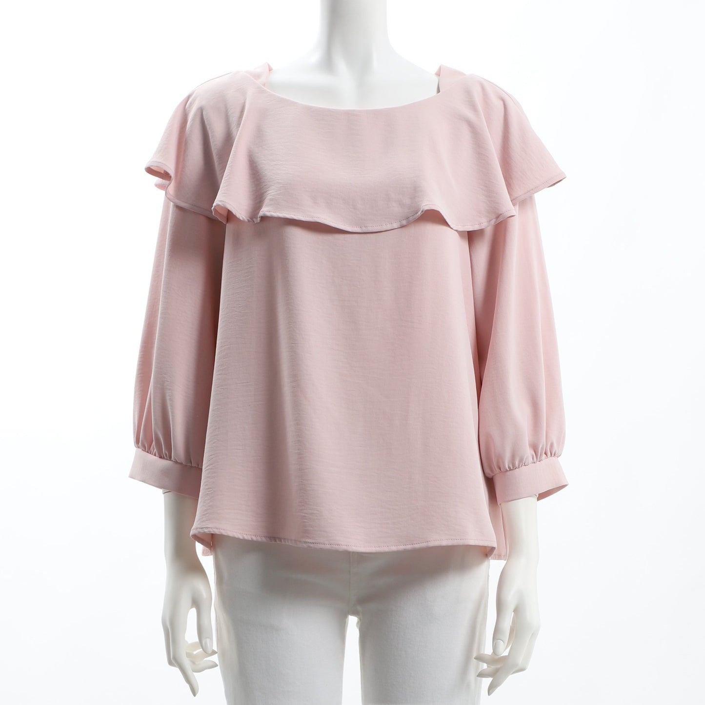 ケープ風フリルパフスリーブブラウス