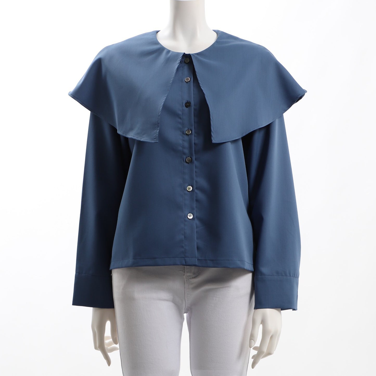 ビッグカラーフロントボタンブラウス