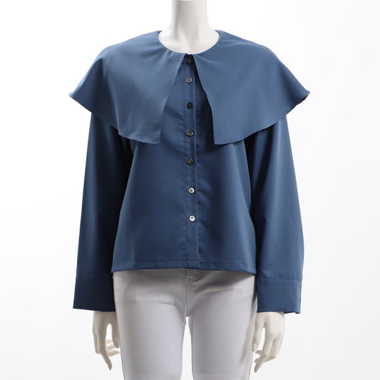 ビッグカラーフロントボタンブラウス